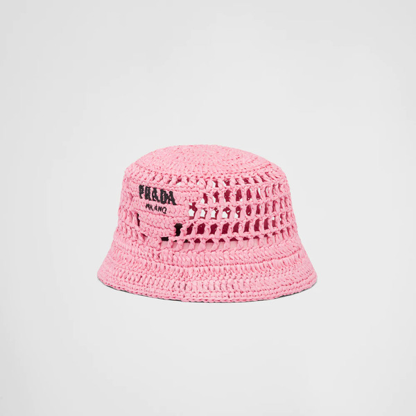Petal Pink Raffia Bucket Hat