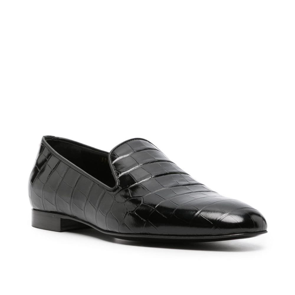 รองเท้าโลฟเฟอร์ Versace Crocodile-Effect Leather Loafers