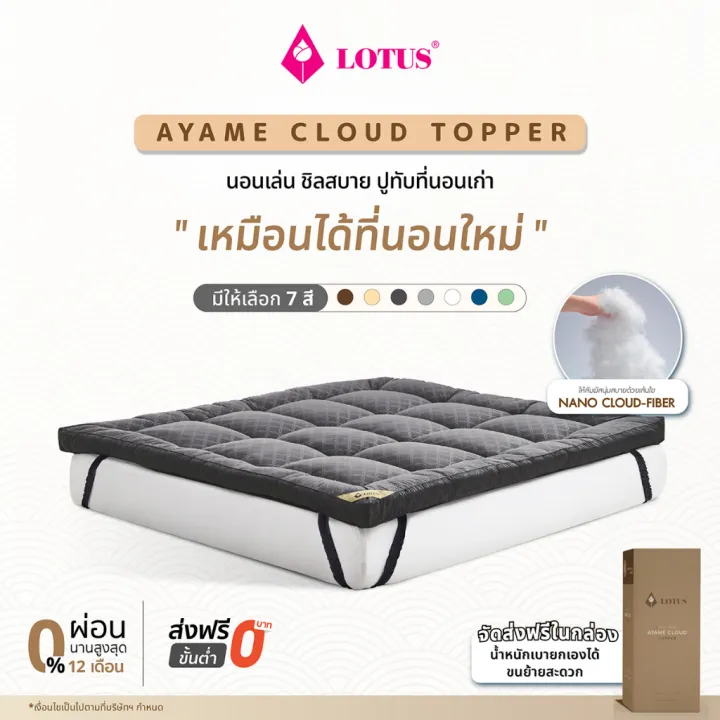 LOTUS ที่นอนนาโน คลาวด์ไฟเบอร์ รุ่น Ayame Cloud Topper หนา 4 นิ้ว